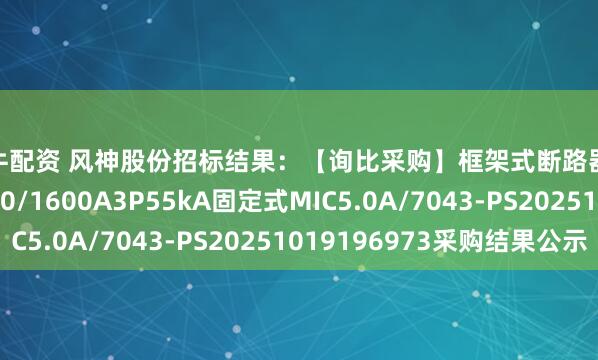 速牛配资 风神股份招标结果：【询比采购】框架式断路器\MVS16N-1600/1600A3P55kA固定式MIC5.0A/7043-PS20251019196973采购结果公示